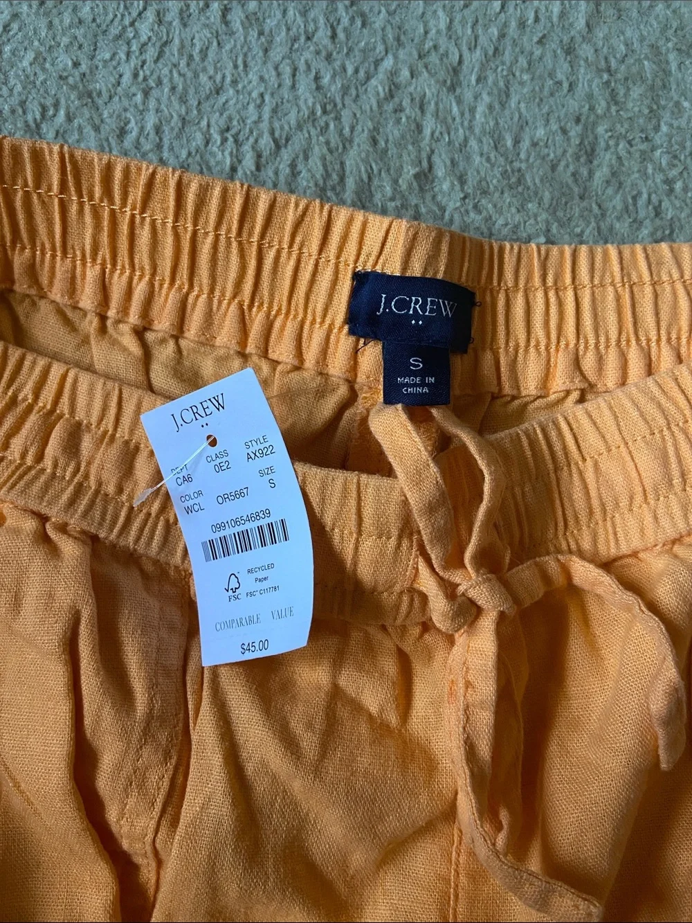 J. Crew High-Waist Linen-Blend Shorts in orange